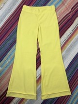 Vtg 70&#39;s Bright Yellow Women’s Pull-On Polyester Bellbottom Flare Pants ... - £38.45 GBP