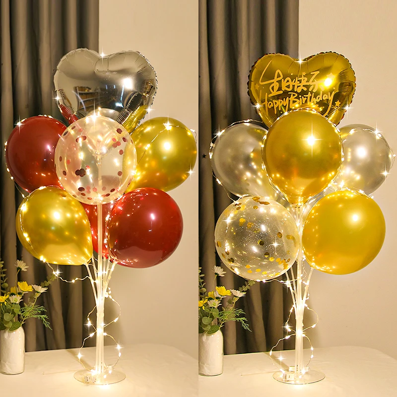 Happy Birthday Balloons 1 Set Glowing Led Light Table Home Decoration Ba... - $22.70