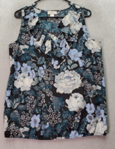 LOFT Outlet Blouse Top Women&#39;s Medium Blue Multi Floral Sleeveless Ruffl... - £18.01 GBP