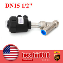 DN15 1/2&quot; 304 Stainless Steel Air Actuated Angle Seat Valve N/C Part sin... - $30.99