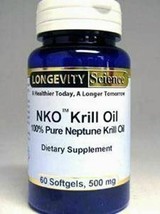 NEW Longevity Science NKO Krill 500 mg 100% Pure Nepture Krill Oil 60 gels - £26.18 GBP