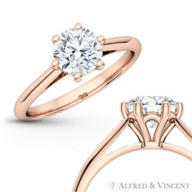 Forever ONE GHI Round Moissanite 6Pr Solitaire Engagement Ring in 14k Rose Gold - £430.56 GBP+