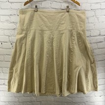 White Stag Linen Skirt Womens Sz 3X Khaki Beige Long Flare - $19.79