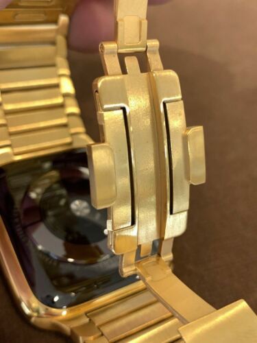 Gold Plated Apple Watch 24k 45mm SERIES 8 POLISHED Link CUSTOM Stainless Steel Item image 4