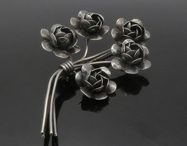CORO 925 Sterling Silver - Vintage Oxidized Flower Bunch Brooch Pin - BP4849 - £63.13 GBP