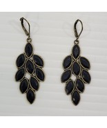 *B) Woman Faux Black Onyx Dangle Feather Earrings Costume Jewelry - £9.48 GBP