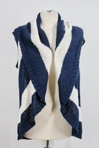 NWT Cabi M Navy Blue White Stripe Skipper Vest Cotton Blend Knit Cardigan Shrug - £22.91 GBP