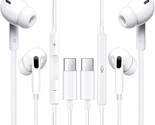 Usb C Headphones Pack Of 2, Type C Wired Earbuds, In-Ear Headphones With... - $31.99