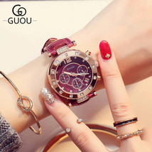 GUOU Luxury Womens Leather Watch with Calendar Feature - $62.84+