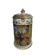Vintage German Glass Beer Stein Pewter Lid Der Schreiner Carpenter Stang... - $36.00