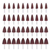 40 Pack 1/4&quot; Shank 80 Grit Cone Shape Abrasive Sandpaper Flap Sanding Wheel Grin - £22.39 GBP