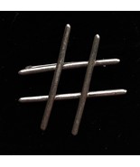 TIC TAC TOE Pound Sign Sterling Silver Vintage BROOCH Pin - 2 inches - £37.70 GBP