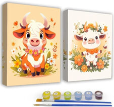 2 Set Fotasmua Cow Paint by Numbers Kit Gift for Adults 8x12 Frame Acryl... - $15.78