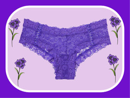 M Dark Purple All Floral Lace Up The Lacie Victorias Secret Cheeky Brief Pantie - $10.99