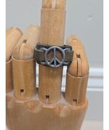 1970s Vintage Unisex Peace Logo Ring Leather Band - $19.79