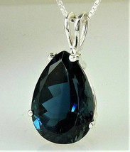 Certified Natural Blue Sapphire Pendant Pear Shape Plated Locket For Men - £29.66 GBP