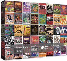 Vintage Rock Puzzle 1000 Piece for Adult,Rock N Roll Band Music Puzzle, Album Co - £23.82 GBP