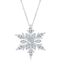 Sterling Silver Large CZ Snowflake Pendant - £60.93 GBP