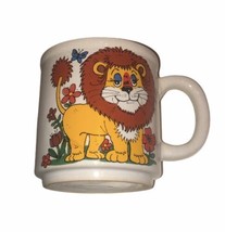 Happy Lion With Floral Surrounding Vintage Mug 1970’s-1980’s Made In Japan - $13.88
