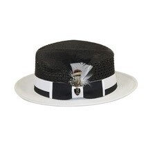 Men's Bruno Capelo Belvedere 2-Tone Straw Style Fedora Hat BD950 Black/white image 4