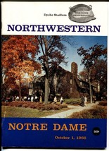 Northwestern vs Notre Dame NCAA Football Game Program-10/1/1966-National Champs - £71.09 GBP