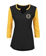 NHL Boston Bruins Glowing Passion 3/4 Sleeve Notch Neck Tee, Large - $15.84