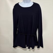 Lafayette 148 NY XL Midnight Blue Extrafine Merino Wool Pullover Sweater... - $55.37