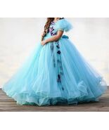 Anna Triant Couture Girls 8 Aqua Blue Ball Gown Photography Dress - $960.00