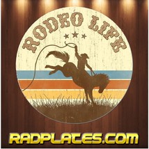 Vintage Style Round Man Cave Gift Rodeo life Aluminum Sign 12&quot; - £17.10 GBP