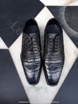 Men&#39;s Handmade Black Crocodile Leather Oxford Dress Custom Made Shoes - $136.79