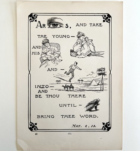1901 Bible Passage Matthew 2:13 Victorian Word Symbol Puzzle Religious DWDD6 Item image 2