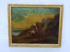 Antique Oil Landscape On Board Painting - £118.70 GBP