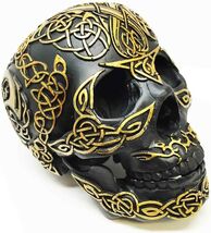 Black and Gold Tribal Tattoo Warrior Celtic Skull Figurine Sculpture Col... - €27,54 EUR