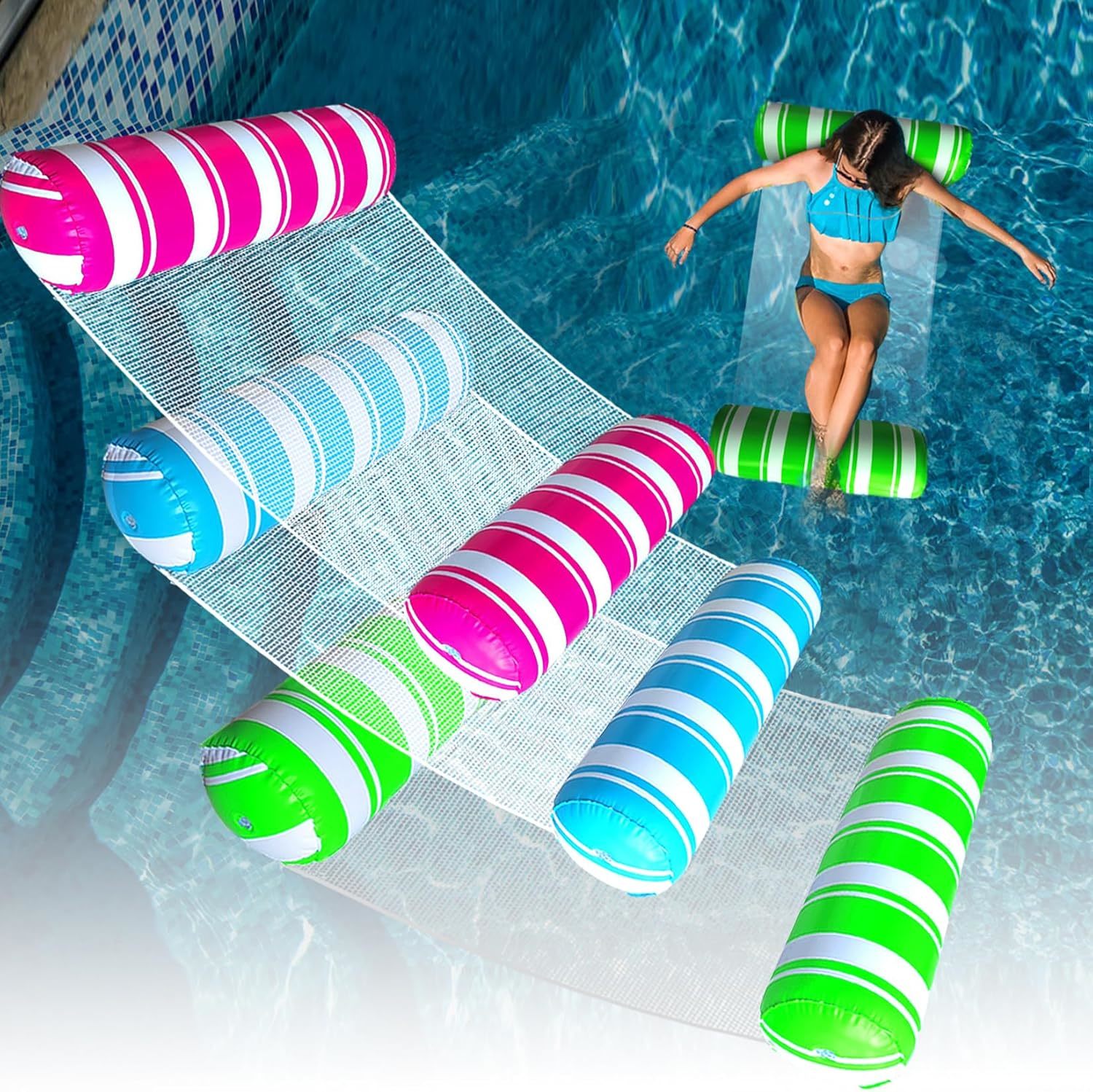 3 Pack Inflatable Pool Floats Adult Size Water Hammock,Pool Floaties Toy... - $34.93
