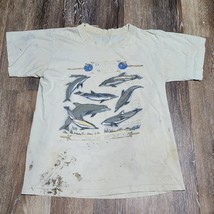 Vintage Thrashed Paint 90s Dolphins of the World Shirt Nature Single Sti... - $9.99