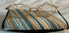 Vintage Women&#39;s Eyeglasses Frames Oval Gold Colored Metal Rims Pre-owned - $23.07