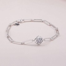 Mother&#39;s Day Release 925 Sterling Silver Rose Petals Link Bracelet With Clear CZ - £21.26 GBP+