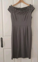 London Times Grey Sheath Dress with Flower Detail- Size 8 Classic Office... - $14.50