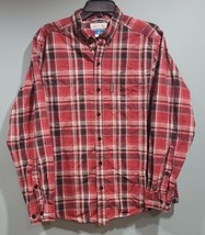 Columbia Mens Button Down Shirt Long Sleeve Plaid Pocket Size Medium Red... - $12.73