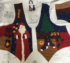 Lot of 2 uncut fabric panels dreamspinners Christmas vest cut and sew fabric - $19.75