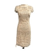 Vince Camuto Dress Womens 4 Beige Lace Textured Midi Victorian Wedding F... - $845.98 MXN