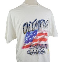 Vintage 1996 Atlanta Olympic Summer Games T-Shirt XL White Crew S/S USA Flag  - £12.67 GBP