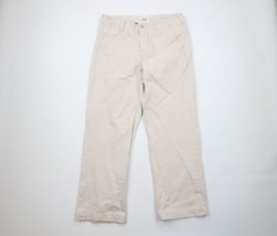 Vintage Y2K 2001 Gap Mens 33x32 Distressed Wide Leg Chino Pants Beige Cotton - £54.47 GBP