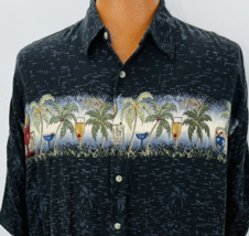 Campia Moda Hawaiian Aloha XL Shirt Tiki Drinks Palm Trees Tropical Cocktails - £31.44 GBP