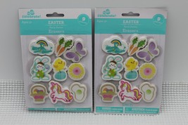 New Easter Bunny Rabbit 9 Count Erasers Party Gift Basket Filler ~  Qty 2 - £7.00 GBP