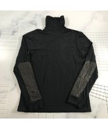 Ralph Lauren Black Label Turtleneck Shirt Mens Medium Black Elbow Pads Soft - £36.64 GBP