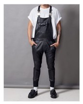 Jumpsuit 100%Original Soft Wear Leather Men Casual Black Party Lambskin ... - $210.38+