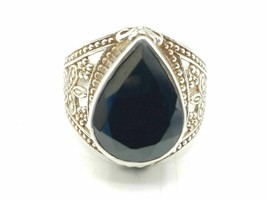 Artisan Crafted Silver &amp; Black Onyx 925  Ring (Size 10) 9.02g - £23.75 GBP