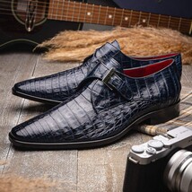 Genuine caiman crocodile Shoes Rovigo Navy image 7
