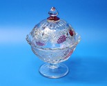Westmoreland 8&quot; Ruby Red Flashed Glass Pedestal Candy Dish Compote With Lid - £25.55 GBP